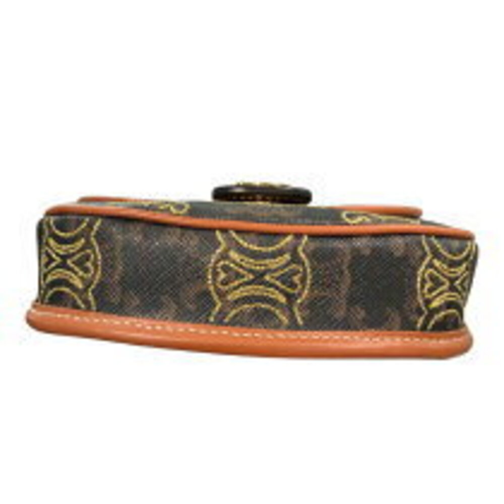 Celine Besas Triomphe Brown Canvas Shoulder Bag - Picture 4 of 7